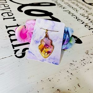 Handmade, polymer, clay necklace with Crystal accent